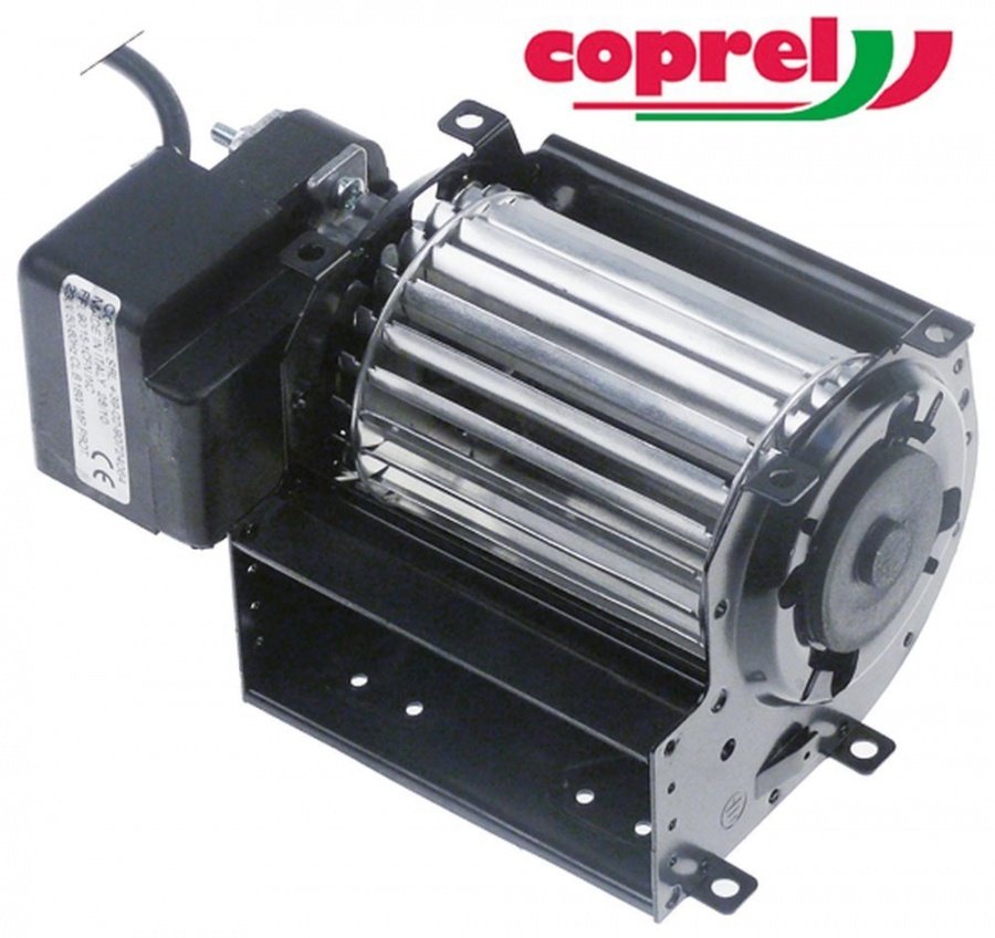 Ventilator tangential cu tambur, lungime 90 mm, tambur ø 60 mm, pozitie motor stanga, 230 V, 50 Hz, 18 W, frigorifice - Cod 601640
