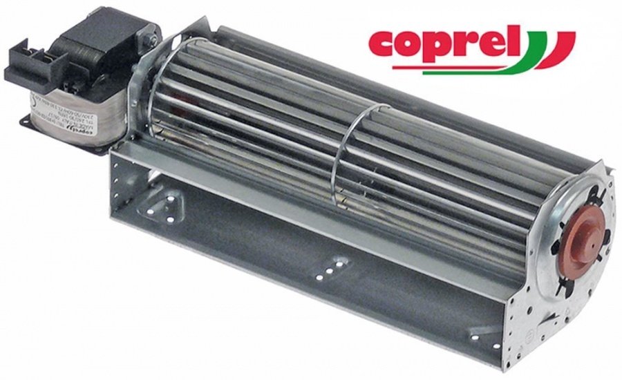 Ventilator tangential cu tambur, lungime 240 mm, tambur ø 60 mm, pozitie motor stanga, 230 V, 50/60 Hz, 37 W - Cod 601671