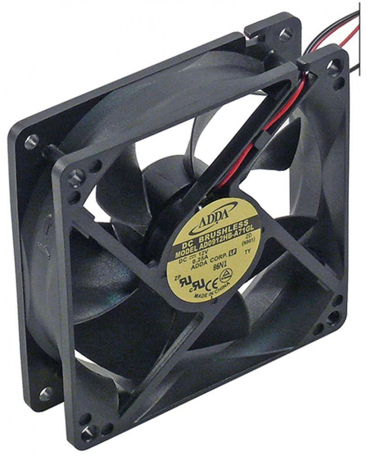 axial fan L 92 mm W 92 mm H 25 mm 12 V DC 2,3 W bearing ball bearing connection cable - 601747