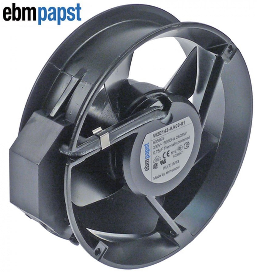 axial fan ø 172mm H 51mm 230V AC 50Hz 24W bearing ball bearing connection male faston 2,8mm