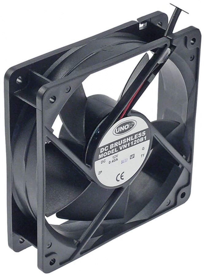 axial fan L 119mm W 119mm H 32mm 12VDC connection plug cable length 2000mm plastic