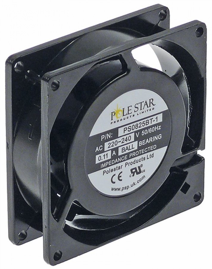 ventilator axial L 80mm L 80mm Î 25mm 220-240VAC 50/60Hz 25watt racord fișă plată masculină 2,8mm