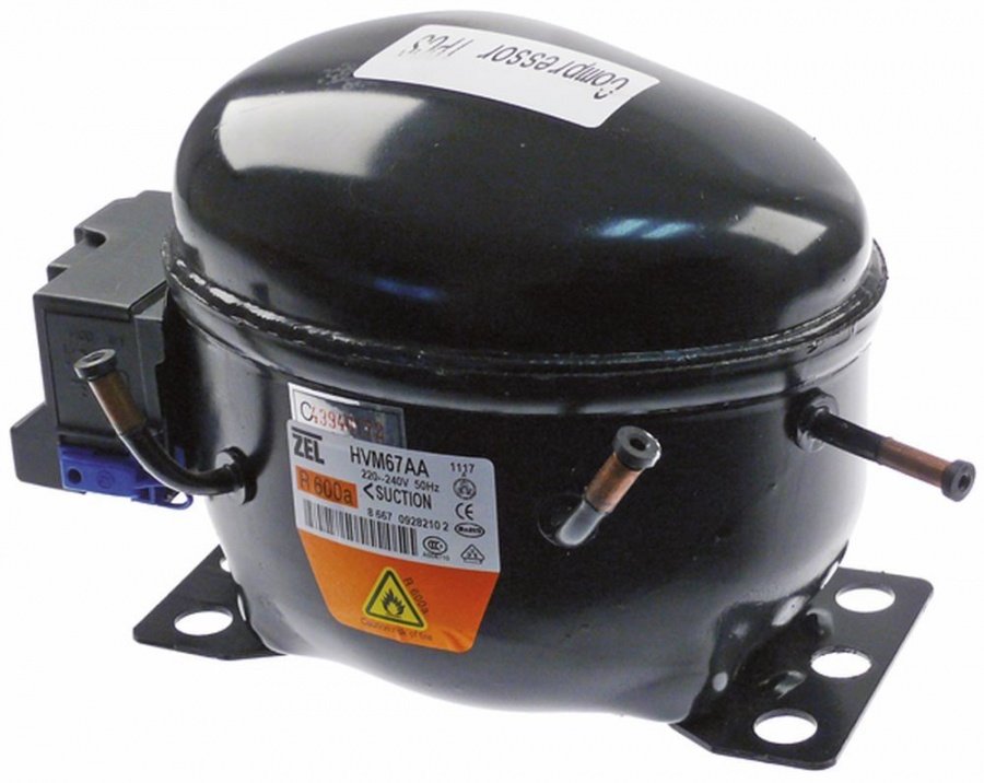 compressor coolant R600a type HVM67AA 220/240V 50Hz 7,5kg power input 109W RSIR H 180mm