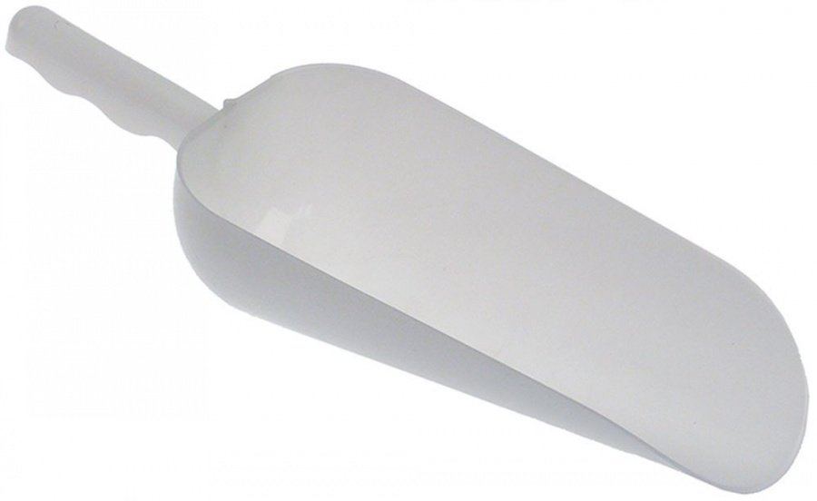 Lingură tip lopată medie, lungime 220mm lățime 112mm înălțime 70mm din plastic alb - 692591