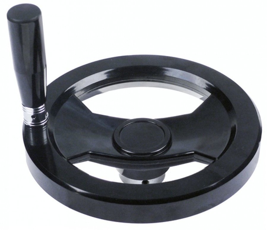 Volantă cu mâner rabatabil L1 40mm L2 60mm filet M6 DG 9mm ø 200mm D1 ø 40mm ø perforare 18mm - 694351