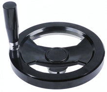 Volantă cu mâner rabatabil L1 40mm L2 60mm filet M6 DG 9mm ø 200mm D1 ø 40mm ø perforare 18mm - 694351