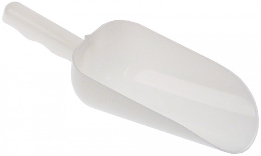 Lingură tip lopată lungime 160mm lățime 80mm înălțime 50mm din plastic alb - 694819