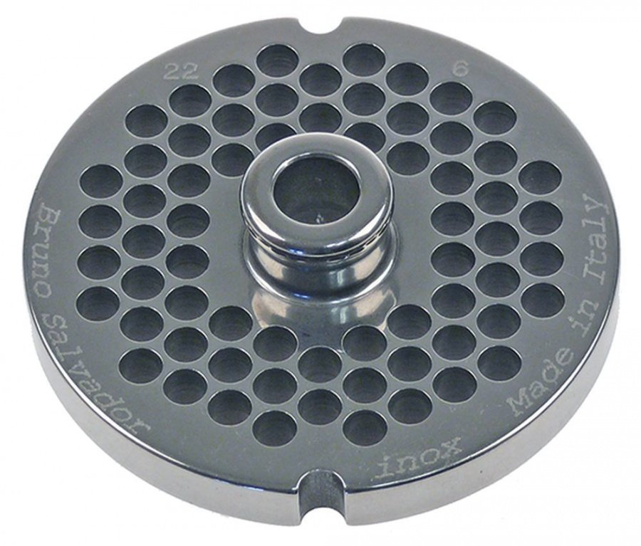 Sită/ciur mașina de tocat oțel inoxidabil ø 82,7mm ø găuri 6mm mărime 22 cu butuc tip ENTERPRISE - 696128