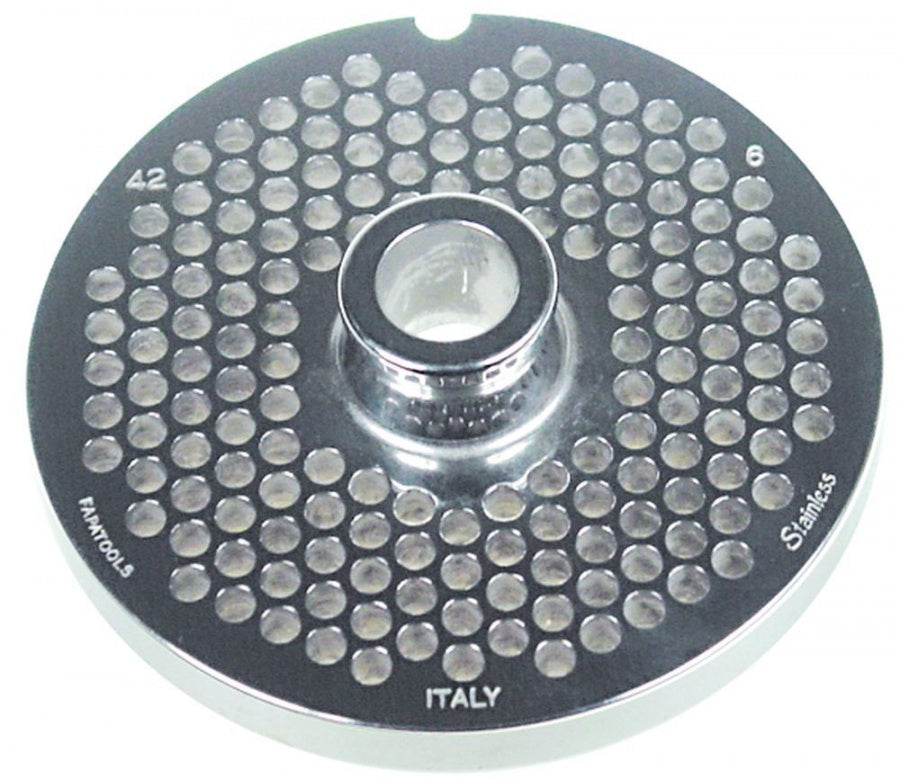 Sită/ciur mașina de tocat oțel inoxidabil ø 130mm ø găuri 6mm mărime 42 cu butuc tip ENTERPRISE - 696153
