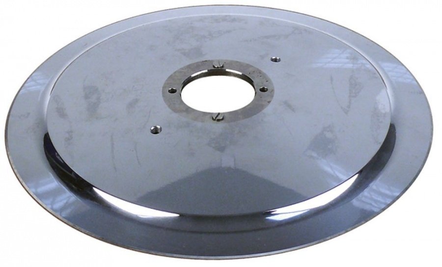 Cutit lama pentru feliator ø 330 mm, int ax ø 57 mm, diametru pentru protectie ø 270 mm, H 23 mm, cu 4 gauri de fixare, din inox forjat 100CR6 - 697375