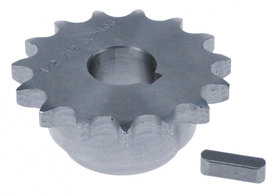 Pinion pentru lant Î 28mm orificiu ax ø 20mm dinți 15 diviziune 1/2" DIN/ISO 08 B-1 - 697776