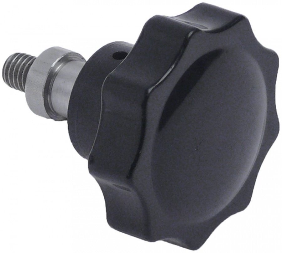 Star handle thread M8 ø 50mm L 29mm black with thread bolt - 697935
