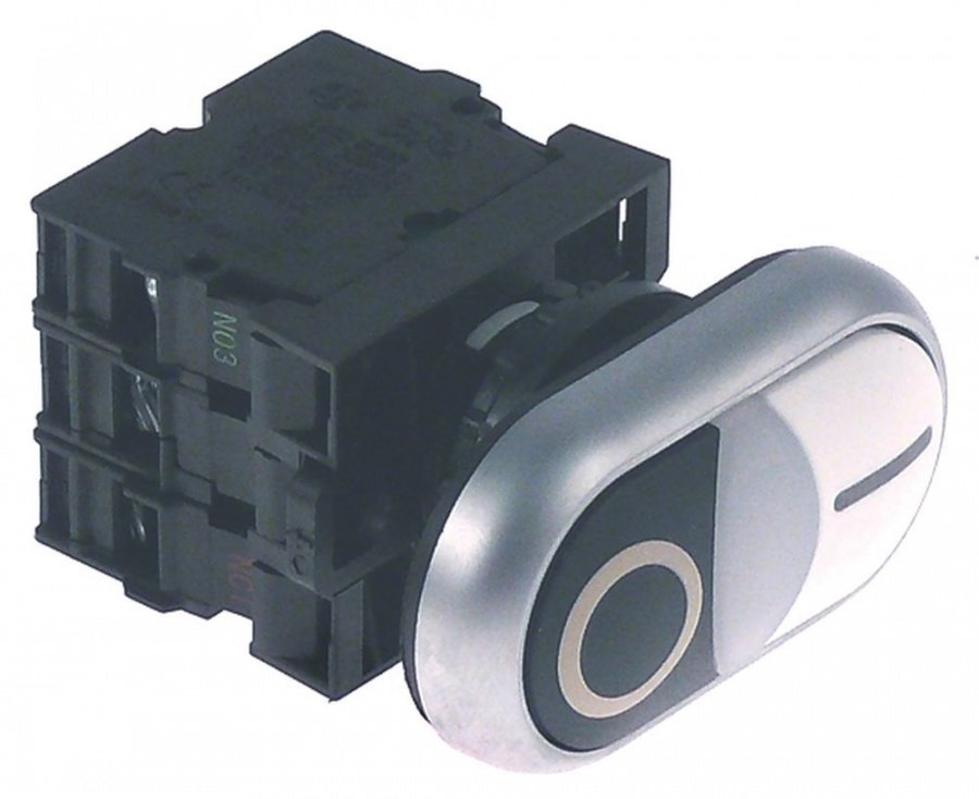 Momentary push switch mounting measurements ø22mm black/white 1NO/1NC/indicator light 230V 6A - 699002