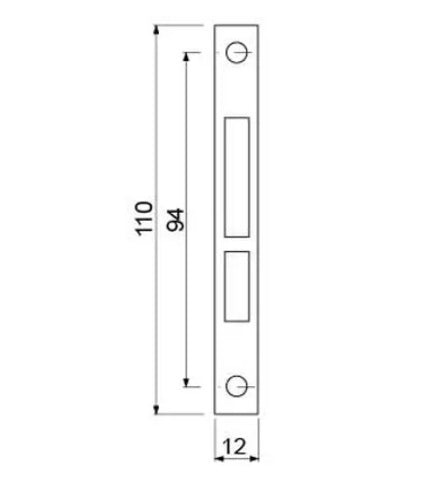 Parte opusa cu rola, pentru balama, L 110mm, 95mm intre gauri, stanga-dreapta - 700003