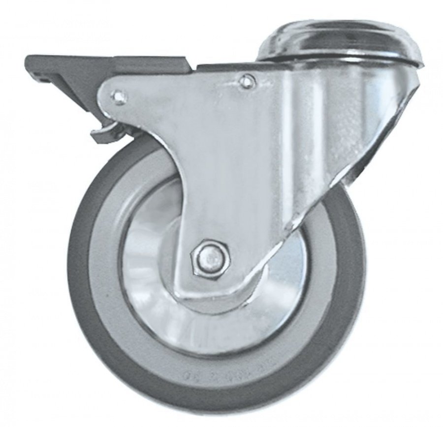 Swivel castor bolt hole H 132mm with swivel brake bolt hole ø 12mm ø 100mm wheel width 30mm - 700201