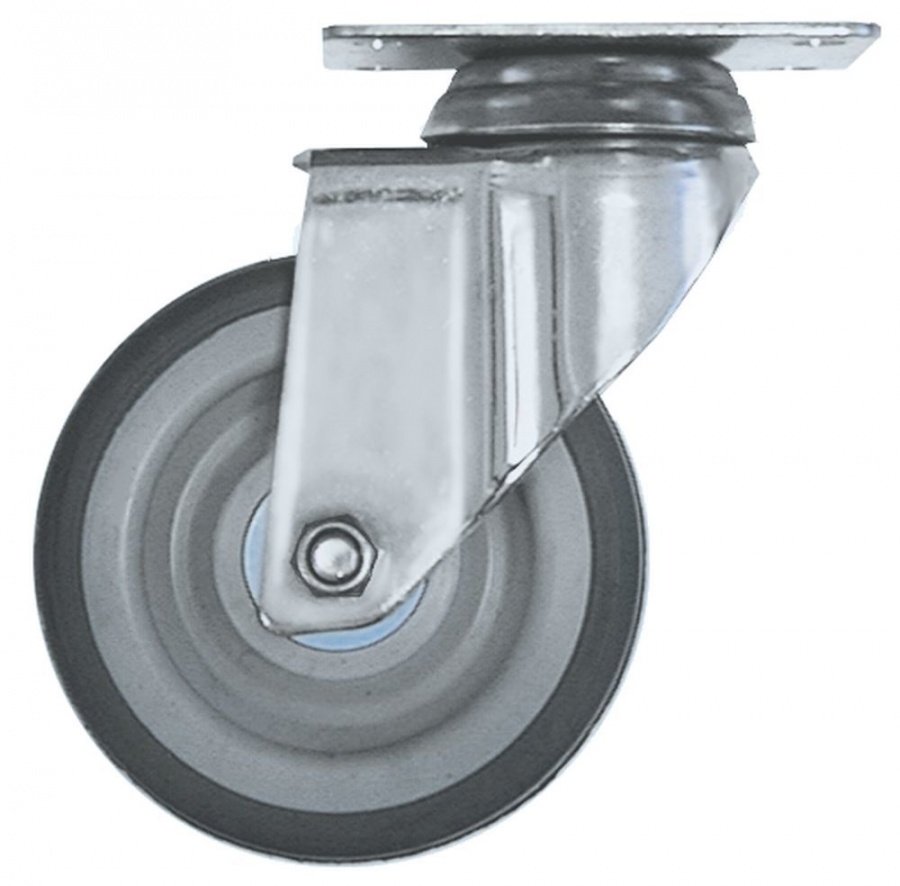 Swivel castor plate fixing hole distance 70x50mm H 132mm ø 100mm wheel width 30mm - 700202