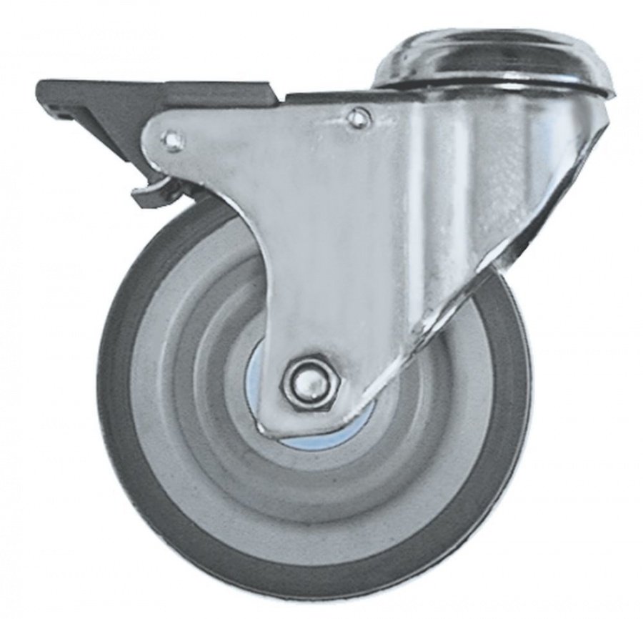 Swivel castor bolt hole H 159mm with swivel brake bolt hole ø 12mm ø 125mm wheel width 30mm - 700208