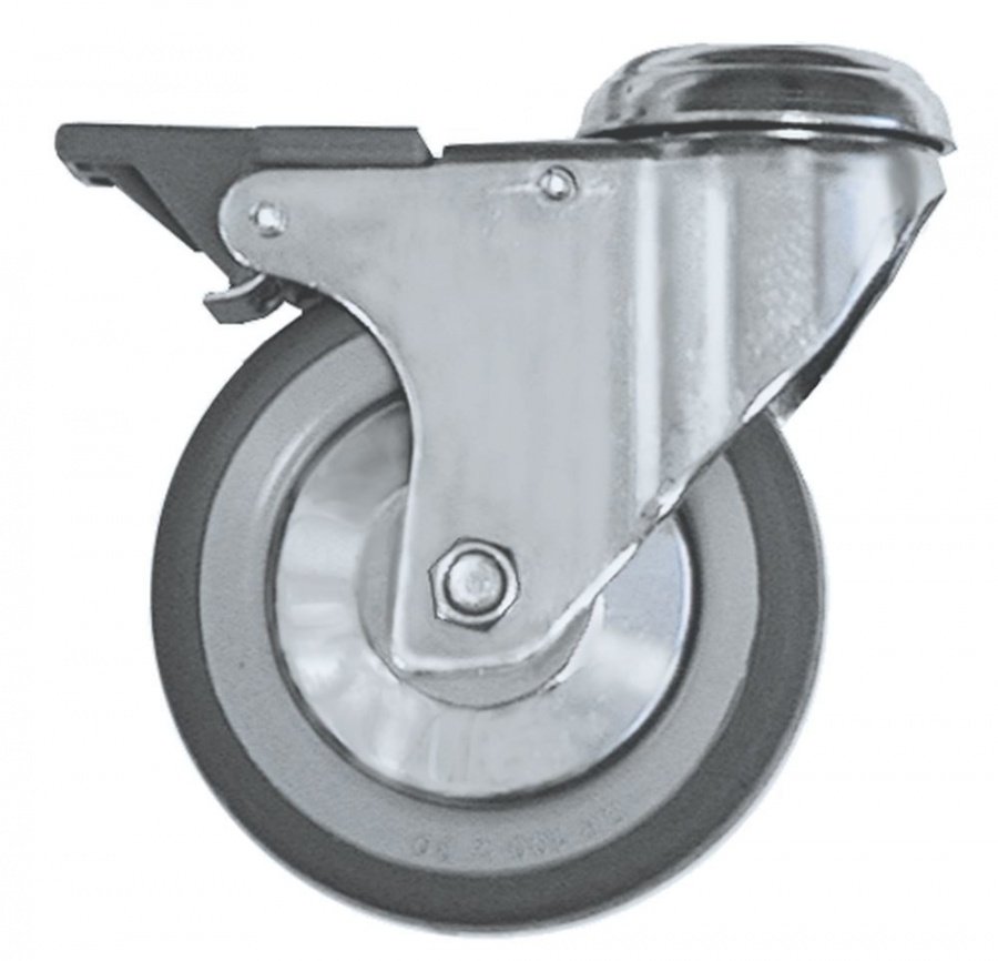 Swivel castor bolt hole H 132mm with swivel brake bolt hole ø 12mm ø 100mm wheel width 30mm - 700216