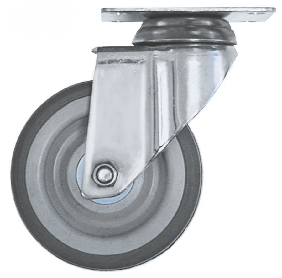 Swivel castor plate fixing hole distance 70x50mm H 132mm ø 100mm wheel width 30mm housing SS - 700217