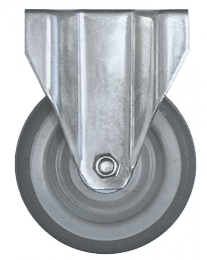 Fixed castor plate fixing hole distance 70x50mm H 132mm ø 100mm wheel width 30mm housing SS - 700219