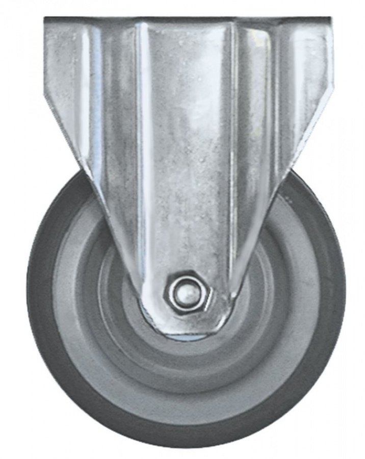 Fixed castor plate fixing hole distance 70x50mm H 159mm ø 125mm wheel width 30mm housing SS - 700226