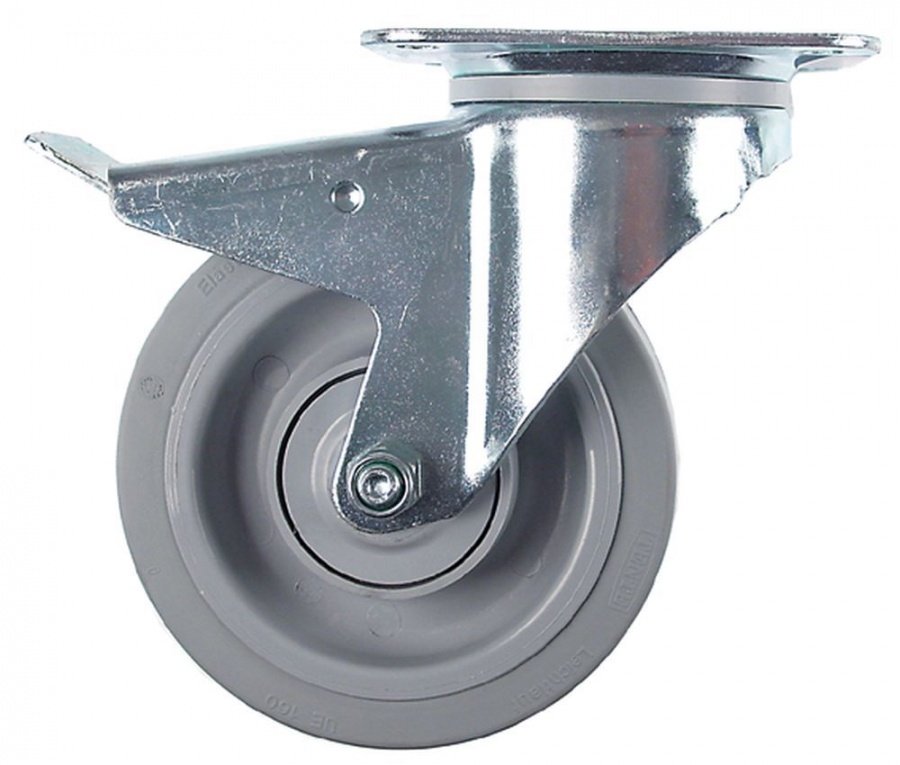 Swivel castor plate fixing hole distance 105x77mm H 200mm with swivel brake -20 up to +80°C ø 160mm - 700244