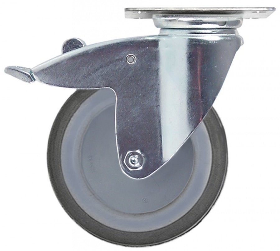 Swivel castor plate clamping 95x70mm hole distance 61x51mm H 160mm with swivel brake - 700256