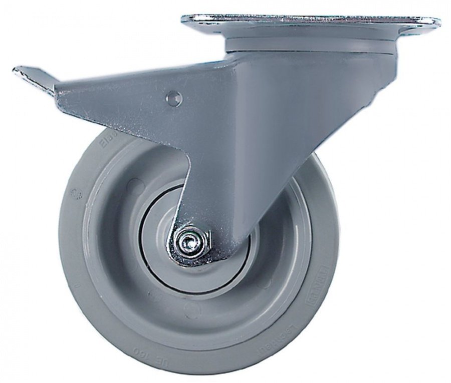  Swivel castor with swivel brake ø 200mm plate fixing housing stainless steel - 700262