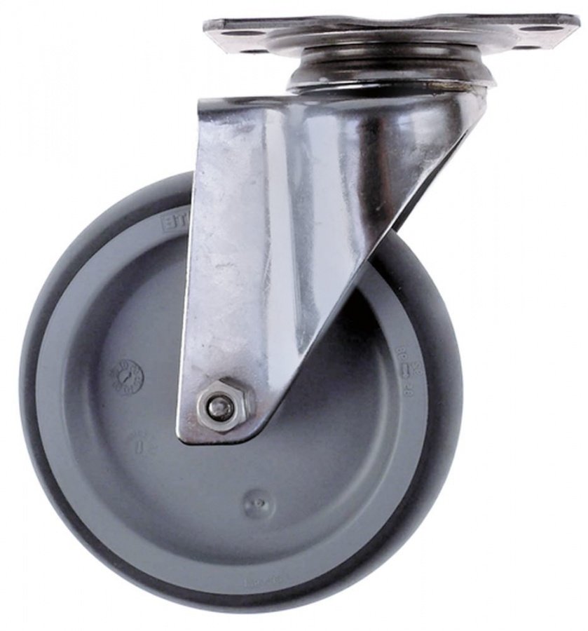 Swivel castor plate fixing hole distance 75x50mm H 160mm ø 125mm wheel width 32mm - 700270