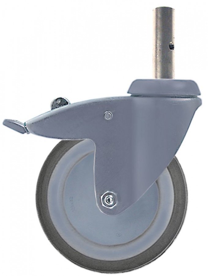 Swivel castor spigot H 161mm with swivel brake spigot-ø 18mm ø 125mm wheel width 32mm housing SS - 700274