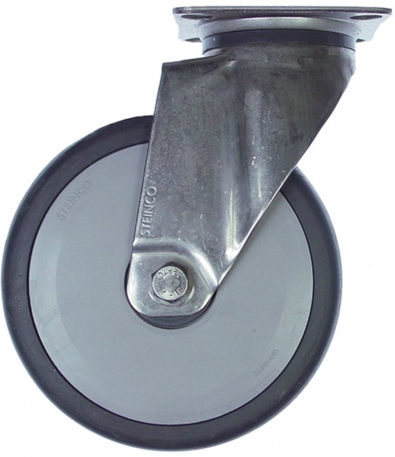 Swivel castor plate fixing hole distance 61x51mm H 158mm ø 125mm wheel width 32mm - 700295