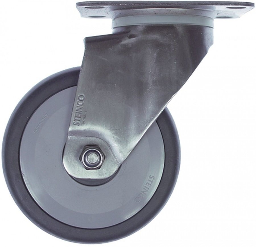 Swivel castor plate fixing hole distance 75x70mm H 158mm ø 100mm wheel width 32mm - 700298