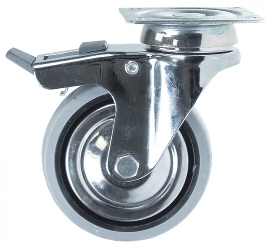  Swivel castor with brake ø 100mm plates fixing 75x70mm - 700307