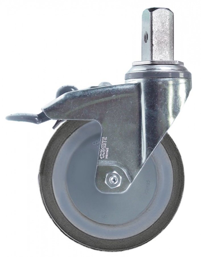 Swivel castor spigot H 161mm with swivel brake spigot-ø 22x22mm ø 125mm wheel width 32mm - 700310