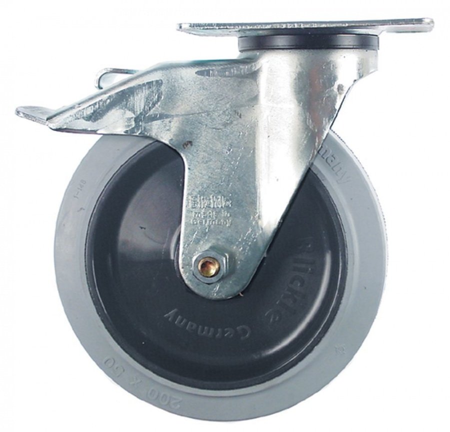 Swivel castor with swivel brake ø 200mm plates fixing 140x110mm - 700315