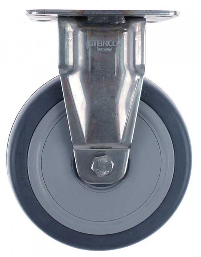 Fixed castor plate clamping 95x70mm hole distance 75x70mm H 158mm ø 125mm - 700321