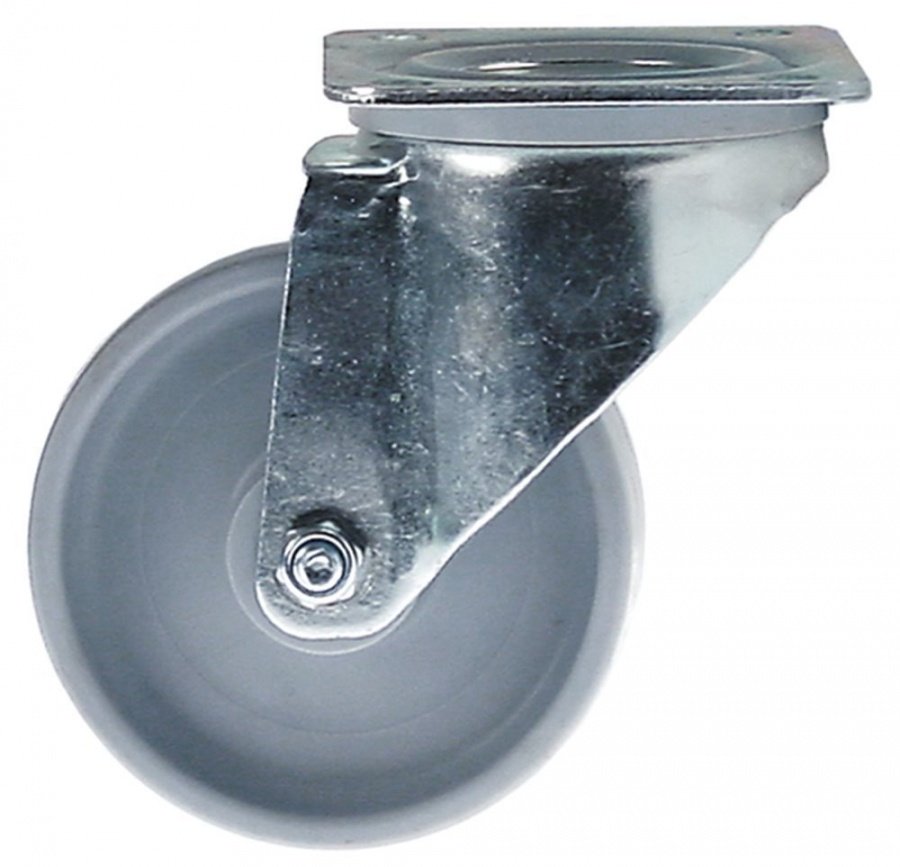 Swivel castor plate fixing hole distance 60x78mm H 128mm ø 100mm wheel width 30mm - 700344