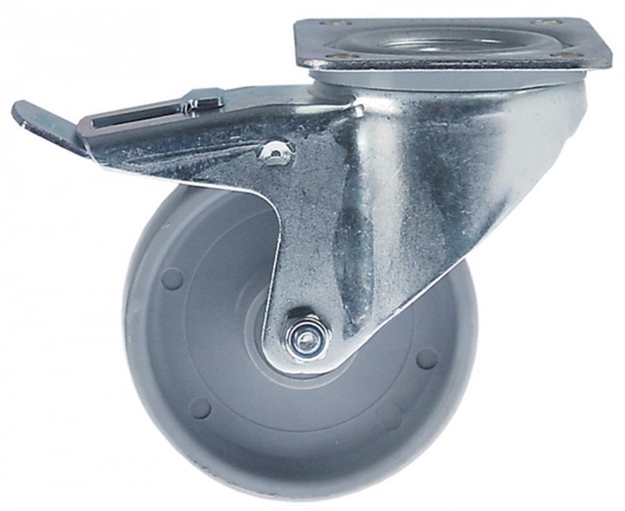  Swivel castor with swivel brake ø 100mm plates fixing 105x85mm - 700345