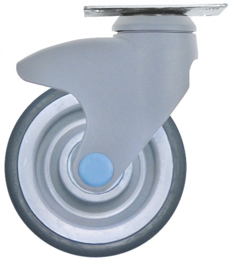 Swivel castor plate fixing hole distance 70x50mm H 164mm ø 125mm wheel width 30mm - 700363