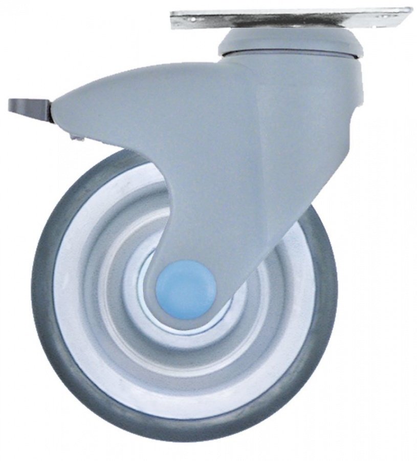 Swivel castor plate fixing hole distance 70x50mm H 164mm with brake ø 125mm wheel width 30mm - 700365