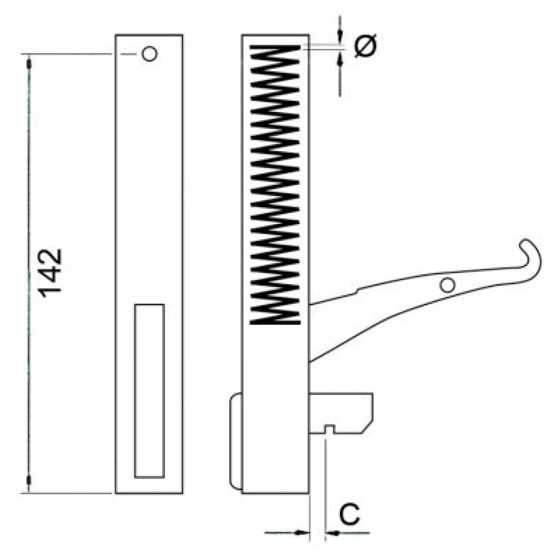Balama usa cuptor L 154mm, montare stanga sau dreapta, din otel zincat - 700623