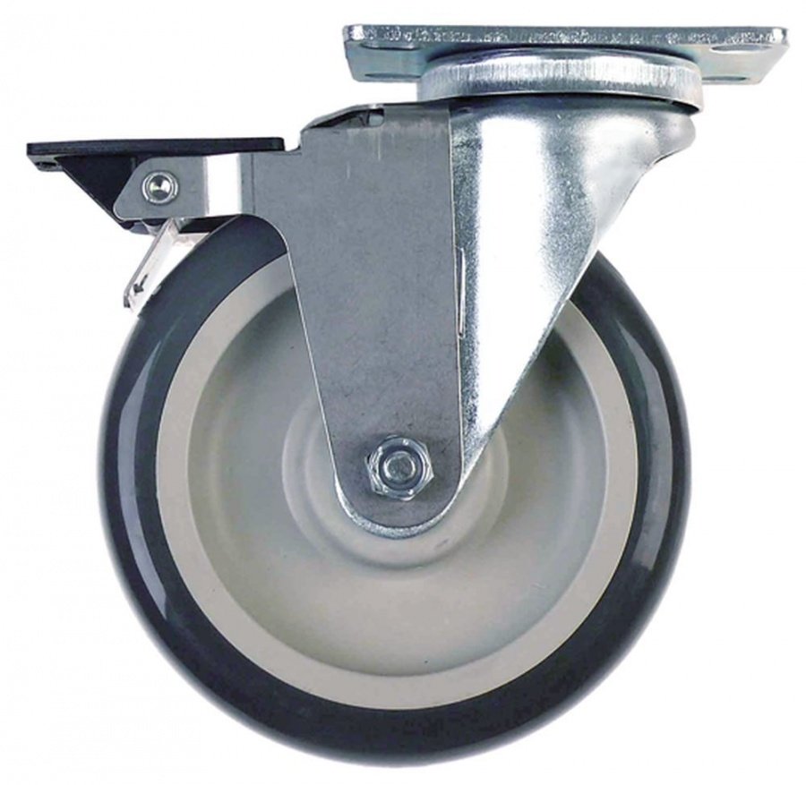 Swivel castor with brake ø 125mm plates fixing 93x61mm housing steel - 700819