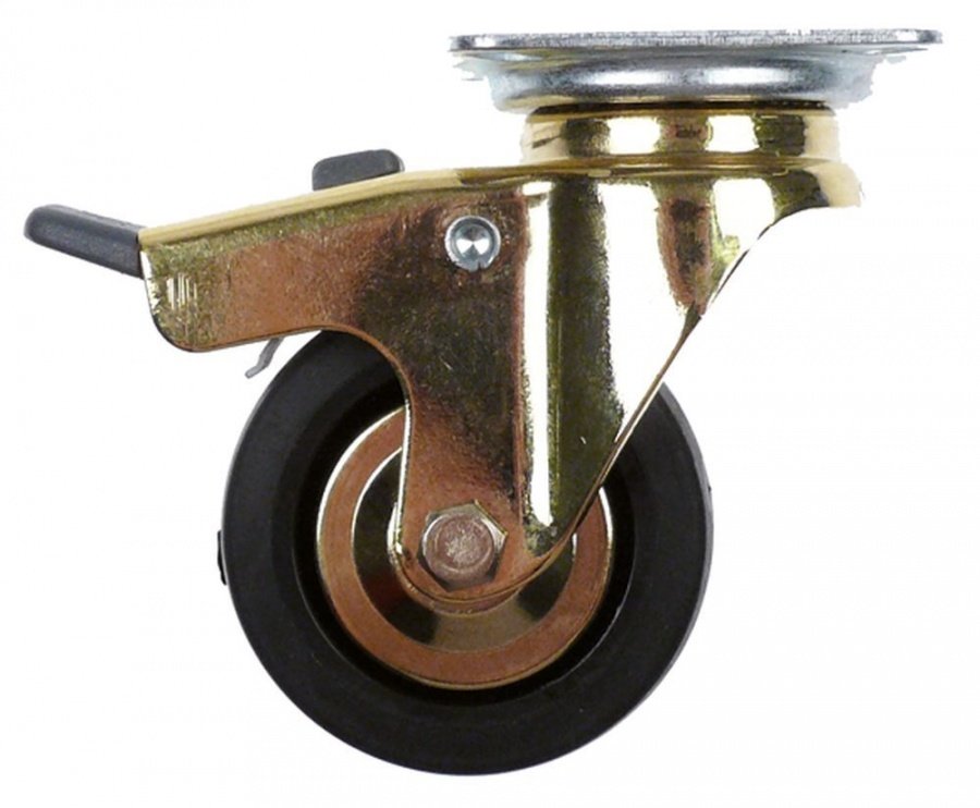  Swivel castor with swivel brake ø 60mm plates fixing 60x60mm housing gold-coloured - 700893