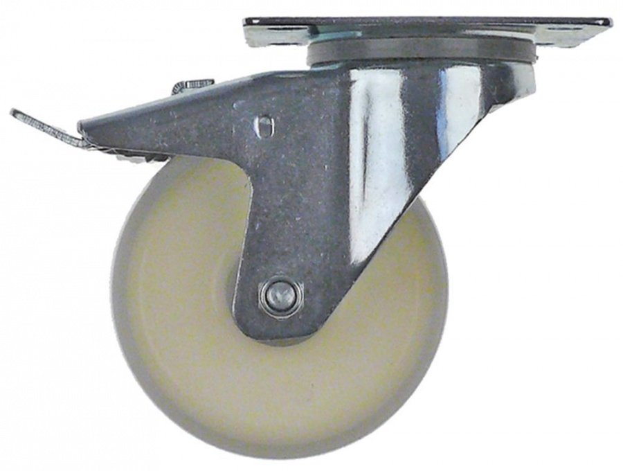 Swivel castor with brake ø 100mm plates fixing 105x85mm hole distance 79mm - 700961