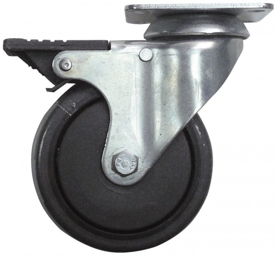 Swivel castor with swivel brake ø 100mm plates fixing 70x80mm hole distance 50/60mm - 700979