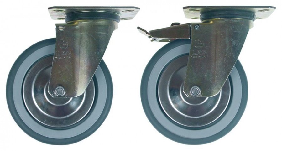  Castor set ø 125mm plates fixing 102x83mm housing zinc-plated sheet steel Qty 5 pcs - 701069