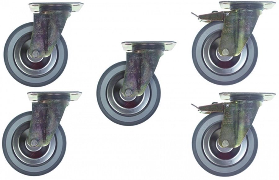 Swivel castor set ø 125mm plate fixing housing zinc-coated steel plate size 102x83mm - 701071