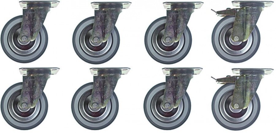  Swivel castor set ø 125mm plate fixing housing zinc-coated steel plate size 102x83mm - 701072