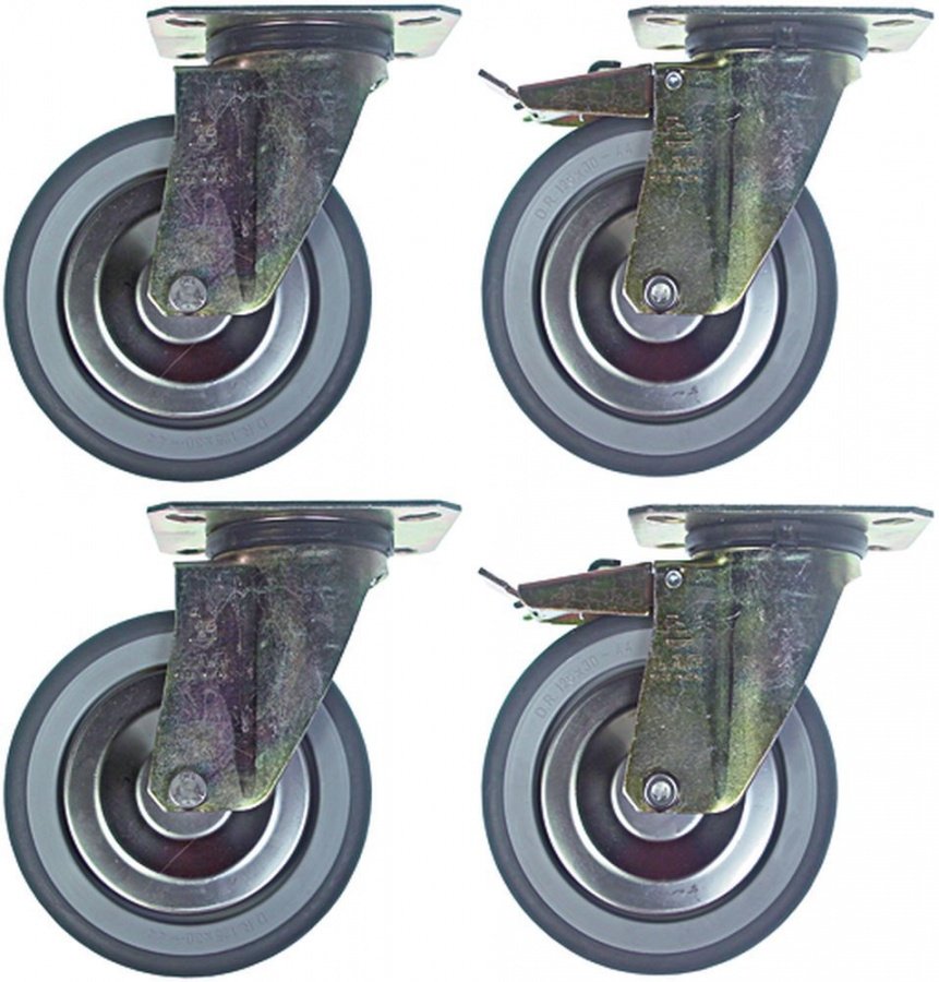  Swivel castor set ø 125mm plate fixing housing zinc-coated steel plate size 102x83mm - 701073