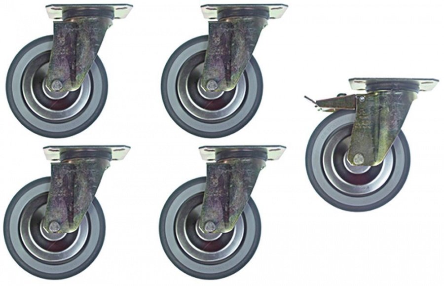  Swivel castor set ø 125mm plate fixing housing zinc-coated steel plate size 102x83mm - 701074